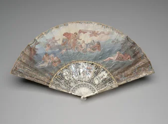 Ventaglio pieghevole con "Il tramonto del sole," dopo François Boucher, dopo 1753