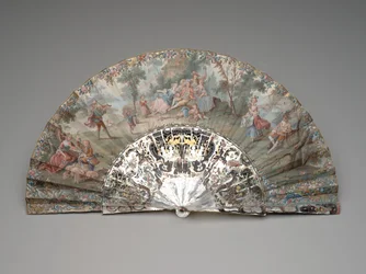 Ventaglio pieghevole con una scena pastorale, c.1740s-50s
