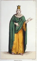 Frédegonde, Regina di Neustria (545-597) (incisione 1830)