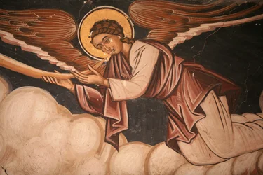 Affresco nella chiesa del monastero di Koutloumousiou, Monte Athos, Grecia, 2006 (foto)