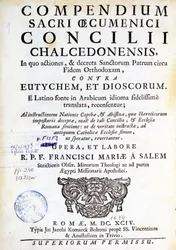 Frontespizio di "Compendium sacri oecumenici concilii chalcedonensis"