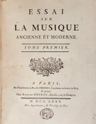 Frontespizio di Essay sur la musique ancienne et moderne di Jean Benjamin de Laborde (Jean-Benjamin de La Borde) (1734-1794) 1780 Bologna, museo civico musicale