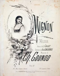 Frontespizio di Mignon, melodia di Charles Gounod (XIX secolo)