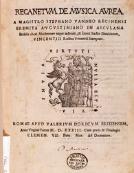 Frontespizio di Recanetum de musica aurea di Stephanus Aureus