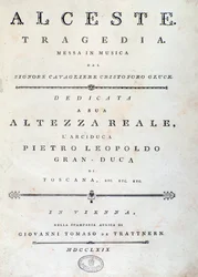 Frontespizio dello spartito musicale di Alceste, opera di C. W. Gluck