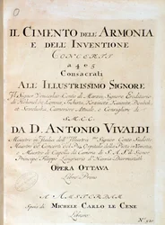 Frontespizio dello spartito musicale del concerto per violino V in Il cimento dell