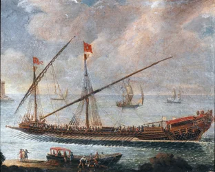 Galeone che lascia il porto di Genova