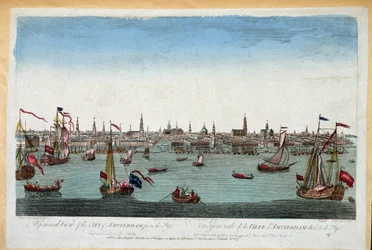 Veduta generale di Amsterdam presa dal mare XVIII secolo (incisione)