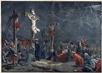 Venerdì Santo: crocifissione di Gesù Cristo. Illustrazione in 