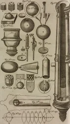 Granate e cannoni ad avancarica per il lancio di granate, incisione da Grand Art d
