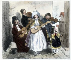 Gruppo di musicisti di strada, fine XIX secolo