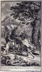 Ettore, tornando al campo, entra in un singolare combattimento con Aiace, dopo aver sfidato il più valoroso dei Greci. Vengono interrotti da due araldi che li separano. Illustrazione del libro VII dell