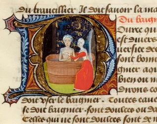 Igiene e benefici della toilette, dal Trattato di Medicina di Aldebrando di Firenze, manoscritto