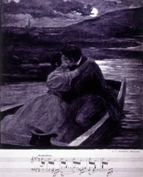 Illustrazione per il Beau Danube Bleu di Johann Strauss (1825-1899), direttore d