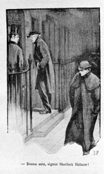 Illustrazione del libro Sherlock Holmes. Fine del XIX secolo