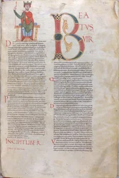 Incipit Davide, Beatus; Iniziale dei Salmi, XI secolo (miniatura, manoscritto membranaceo)