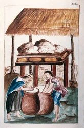 Indiani che fanno il formaggio, dal libro "Trujillo del Peru" o "Codice Martínez Compañón"