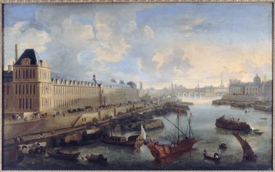 La Grande Galerie del Louvre, il Pont-Neuf, la Cité, il collegio dei Quatre-Nations, circa 1670, sulla Senna la galera reale, attuali 1° e 6° arrondissement, tra il 1670 e il 1685