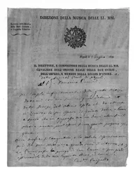 Lettera di Giovanni Paisiello (o Paesiello o Paesieillo) (1740-1816), compositore italiano a Domenico Puccini, nonno di Giacomo Puccini. 1810. Museo teatrale della Scala, Milano.