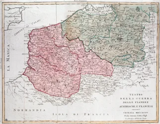 Mappa della campagna delle Fiandre tra esercito francese ed esercito austriaco