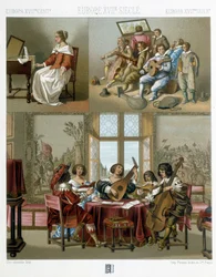 Musica in Europa nel XVII secolo - in "Le costume historique" di Racinet