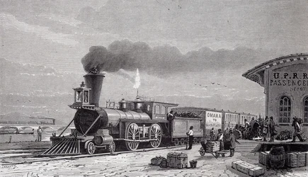 Stazione di Omaha, punto di partenza della Ferrovia del Pacifico - in "Tour du monde"
