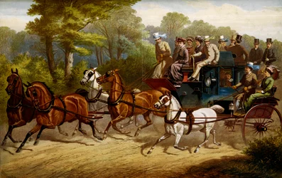 Verso il derby: fiacre e omnibus trainati da cavalli