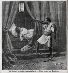 Otello ha appena ucciso Desdemona nel suo letto. Scena dell