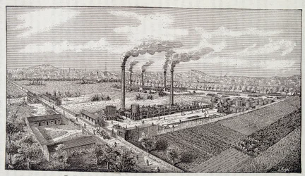 Panoramica della raffineria di petrolio del signor Deutsch a Pantin (Senna)