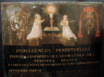 Indulgenza perpetua concessa da Papa Alessandro VII ai membri della Confraternita dei Penitenti Bianchi della città di Santo Stefano intorno al 1668. Dipinto su legno
