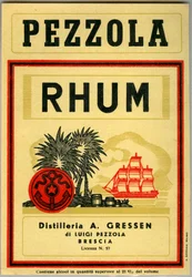 Pubblicità di alcolici Pezzola rum (cromolitografia fine 19° secolo)