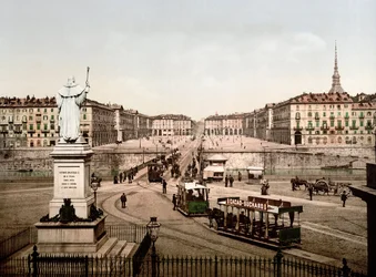 Piazza Vittorio Emanuele a Torino, Italia nel 1890