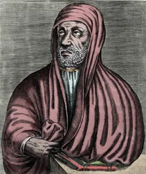 Ritratto di Abu Ali al Husain ibn Abdallah ibn Sina (Avicenna) (980-1037), medico iraniano. Incisione del XVII secolo