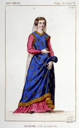 Ritratto di Bianca (1252-1320), figlia di Luigi IX (San Luigi), moglie di Alfonso X, re di Castiglia. Incisione del 1830
