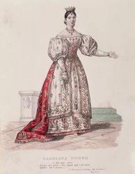 Ritratto di Caroline Ungher (Unger) che si esibisce in I Normanni a Parigi (incisione)