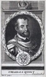 Ritratto di Carlo V (1500-1558), Re di Spagna e delle Americhe spagnole, Re di Sicilia e Imperatore del Sacro Romano Impero Germanico (1519-1556) (incisione)
