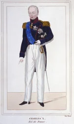 Ritratto di Carlo X, Re di Francia (1757 - 1836) incisione del 1830