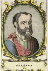 Ritratto di Claudio Galeno (v. 131 - v. 201), medico greco. Incisione del XVIII secolo