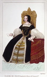 Ritratto di Claude de France (1499 - 1524) moglie di Francesco I, Re di Francia. Incisione del 1830