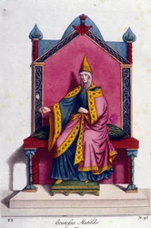 Ritratto della Contessa Matilde di Canossa (o Contessa Matilde di Toscana) (1046 - 1115). Incisione del XIX secolo.