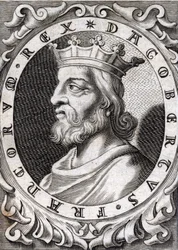 Ritratto di Dagoberto I, re dei Franchi (incisione del XVIII secolo)