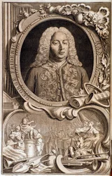 Ritratto di Georg Friedrich Handel (o Händel) (1685-1759) Frontespizio di 