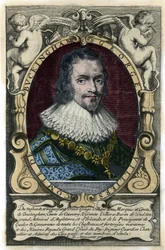 Ritratto di George Villiers (1592-1628) Duca di Buckingham. Incisione del XVII secolo