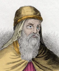 Ritratto di Gregorio di Nazianzo, detto il Giovane o Gregorio il Teologo (329-390), teologo e dottore della Chiesa (incisione del XIX secolo)