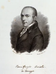 Ritratto del compositore italiano Bonifazio Asioli. Incisione. 19° secolo