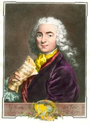 Ritratto di Jean Marie Leclair (1697-1764) musicista, compositore e maestro di balletto della camera del re. Incisione del XVIII secolo. Collezione privata