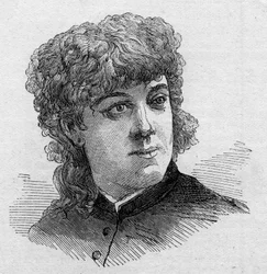 Ritratto di Jeanne Samary (1857-1890), comica francese, membro della Comédie Française. Incisione in "Le Monde Illustré" n.1168 del 16 agosto 1879