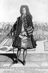 Ritratto di John Law (1671 - 1729), finanziere scozzese che causò la bancarotta nel 1720 (Evento di Quincampoix Street)