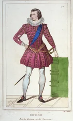 Ritratto di Luigi XIII (1601 - 1643), Re di Francia. Incisione del 1830