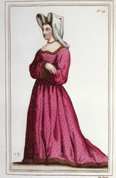 Ritratto di Margherita di Sassenage, Signora di Beaumont. Amante di Luigi XI. Incisione del 1830